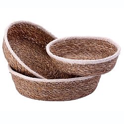 Toro Sada oválných košíků z mořské trávy, bílý lem, 3 ks
