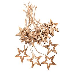 Sada vánočních dřevěných ozdob Hvězda natur, 18 ks