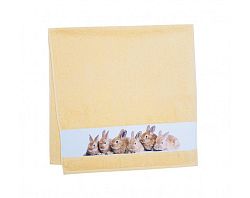 Dětský ručník 50x100 cm, motiv králíci, žlutý