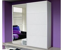 Šatní skříň Quadra, 181 cm, bílá/zrcadlo
